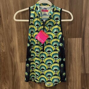 Terry Sun Goddess Peloton Pride Lime Sleeveless Zip Up Bike Jersey M NWT